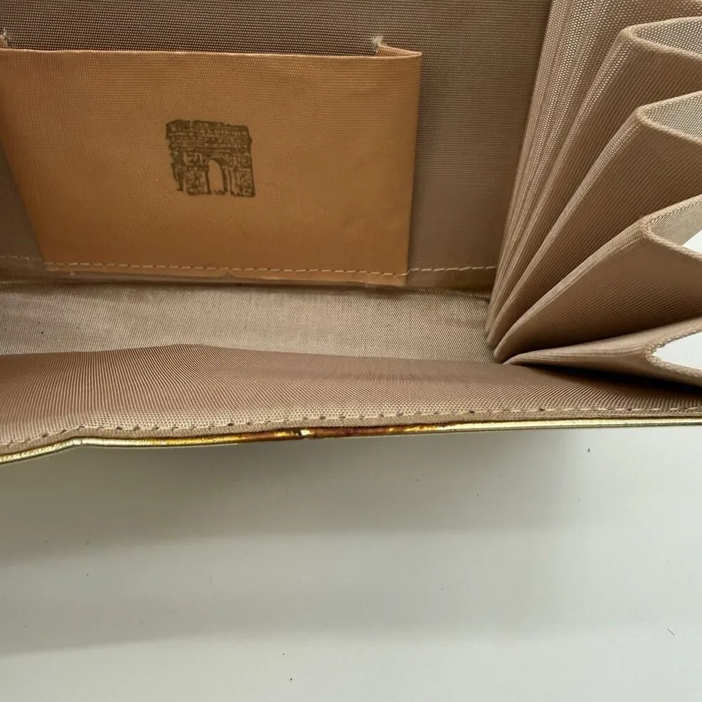 Vintage Gold 50s Clutch Bag Flower Accordion Formal Evening
